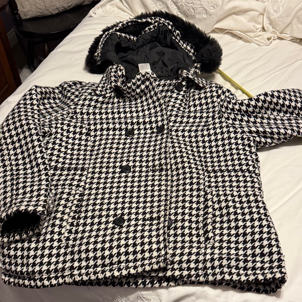 Stylish Black and White Pea Coat